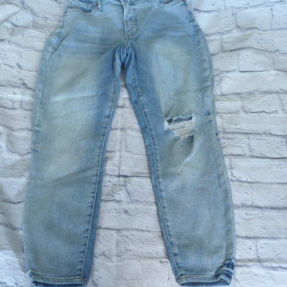 Express Curvy Skinny High Rise Light Blue Distressed Women Jeans Size 8/R
